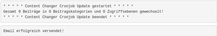 de content changer einstellungen cronjob ergebnis