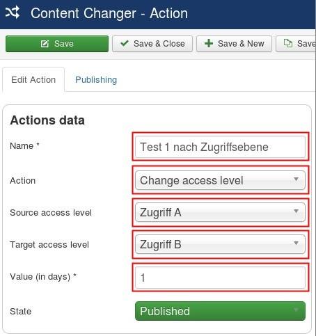 en content changer action article access level move