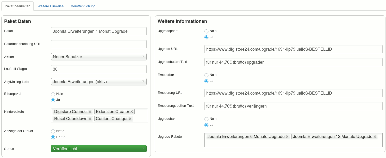 de digistore connect verlaengerung monat paket