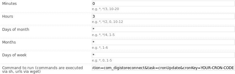 en digistore connect server control panel cronjob