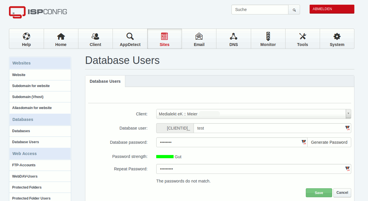 en ispconfig create database user