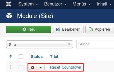 de reset countdown modul site