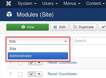 en reset countdown module administrator