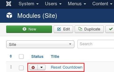Reset Countdown module activation
